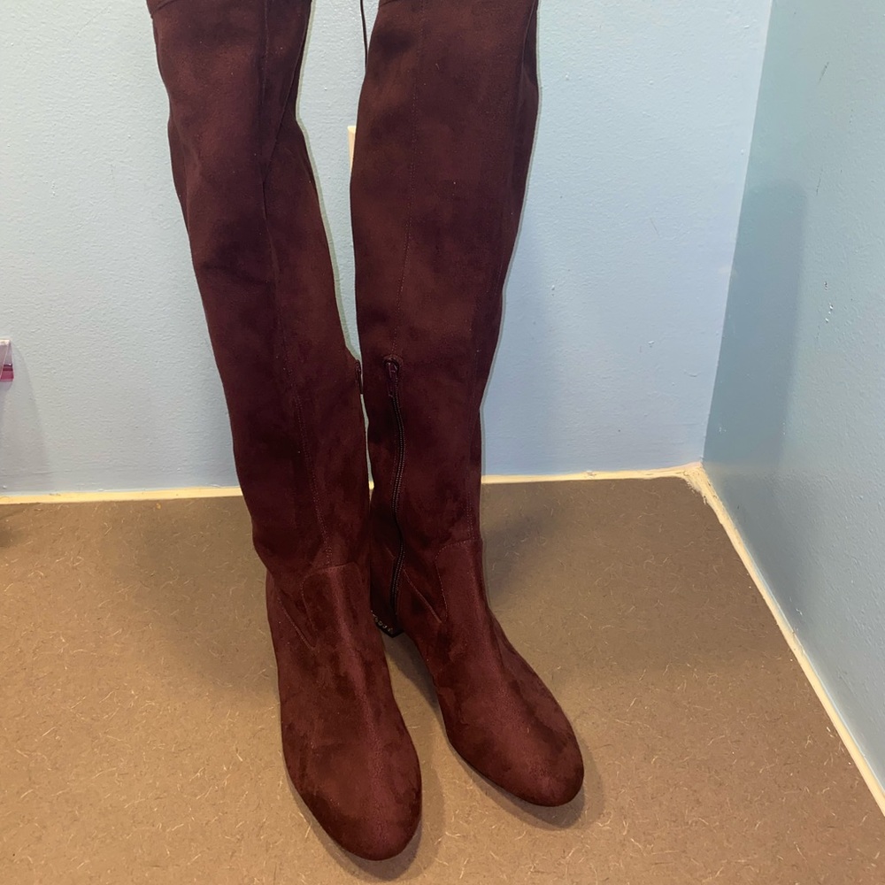 Newly worn, burgundy suede Michael Kors  boots, Excellent condition